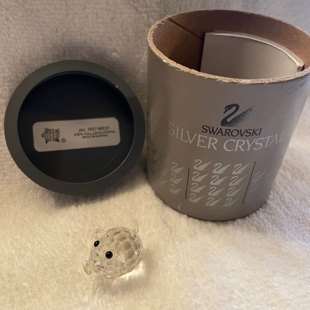Swarovski Clear Crystal Mini Pig with Black Eyes